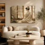 Peaceful Morning Ivory Shoji Japanese Geisha Art Canvas Print - Image 7