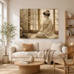 Peaceful Morning Ivory Shoji Japanese Geisha Art Canvas Print - Image 8