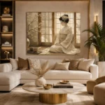 Peaceful Morning Ivory Shoji Japanese Geisha Art Canvas Print - Image 10