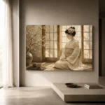Peaceful Morning Ivory Shoji Japanese Geisha Art Canvas Print - Image 11