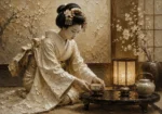 Ceremonial Ivory Tea Ceremony Japanese Geisha Art Canvas Print