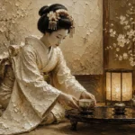 Ceremonial Ivory Tea Ceremony Japanese Geisha Art Canvas Print