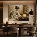 Ceremonial Ivory Tea Ceremony Japanese Geisha Art Canvas Print - Image 5