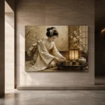 Ceremonial Ivory Tea Ceremony Japanese Geisha Art Canvas Print - Image 6