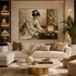 Ceremonial Ivory Tea Ceremony Japanese Geisha Art Canvas Print - Image 10