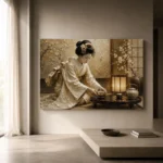 Ceremonial Ivory Tea Ceremony Japanese Geisha Art Canvas Print - Image 11
