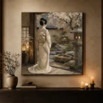 Tranquil Ivory Tea House Japanese Geisha Art Canvas Print - Image 6