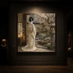 Tranquil Ivory Tea House Japanese Geisha Art Canvas Print - Image 7