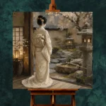 Tranquil Ivory Tea House Japanese Geisha Art Canvas Print - Image 11