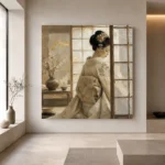 Dreamy Ivory Shoji Japanese Geisha Art Canvas Print - Image 4