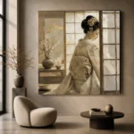 Dreamy Ivory Shoji Japanese Geisha Art Canvas Print - Image 5