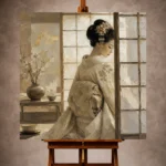 Dreamy Ivory Shoji Japanese Geisha Art Canvas Print - Image 10