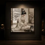 Winter Calm Ivory Tea Ceremony Japanese Geisha Art Canvas Print - Image 7
