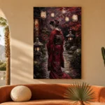 Crimson & Plum Japanese Geisha Art Canvas Print - Image 6