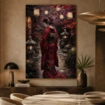 Crimson & Plum Japanese Geisha Art Canvas Print - Image 7