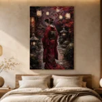 Crimson & Plum Japanese Geisha Art Canvas Print - Image 8