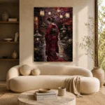 Crimson & Plum Japanese Geisha Art Canvas Print - Image 9