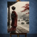 Crimson & Stone Zen Garden Japanese Geisha Art Canvas Print - Image 2