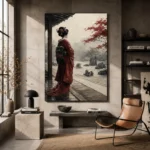 Crimson & Stone Zen Garden Japanese Geisha Art Canvas Print - Image 3