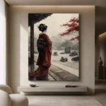 Crimson & Stone Zen Garden Japanese Geisha Art Canvas Print - Image 4