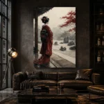 Crimson & Stone Zen Garden Japanese Geisha Art Canvas Print - Image 5