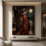 Crimson & Champagne Geisha Art Canvas Print - Image 4