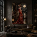 Crimson & Champagne Geisha Art Canvas Print - Image 5