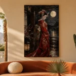 Crimson & Champagne Geisha Art Canvas Print - Image 6