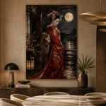 Crimson & Champagne Geisha Art Canvas Print - Image 7
