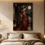 Crimson & Champagne Geisha Art Canvas Print - Image 8