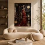 Crimson & Champagne Geisha Art Canvas Print - Image 9