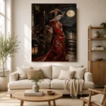 Crimson & Champagne Geisha Art Canvas Print - Image 10