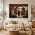 Crimson & Charcoal Kyoto Garden Japanese Geisha Art Canvas Print - Image 8