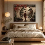 Crimson & Charcoal Kyoto Garden Japanese Geisha Art Canvas Print - Image 9