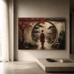Crimson & Charcoal Kyoto Garden Japanese Geisha Art Canvas Print - Image 11