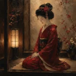 Crimson & Amber Lantern Alcove Japanese Geisha Art Canvas Print