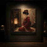 Crimson & Amber Lantern Alcove Japanese Geisha Art Canvas Print - Image 7
