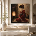 Crimson & Amber Lantern Alcove Japanese Geisha Art Canvas Print - Image 8