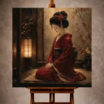 Crimson & Amber Lantern Alcove Japanese Geisha Art Canvas Print - Image 10
