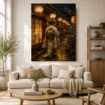 Amber & Midnight Blue Lantern Japanese Geisha Art Canvas Print - Image 10