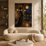 Amber & Indigo Pavilion Lantern Japanese Geisha Art Canvas Print - Image 9