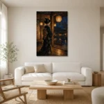 Amber & Indigo Pavilion Lantern Japanese Geisha Art Canvas Print styled in a refined neutral interior