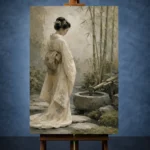 Ivory & Sage Zen Garden Geisha Art Canvas Print - Image 2