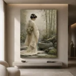 Ivory & Sage Zen Garden Geisha Art Canvas Print - Image 4