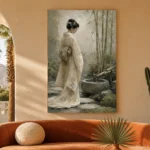 Ivory & Sage Zen Garden Geisha Art Canvas Print - Image 6
