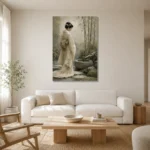 Ivory & Sage Zen Garden Geisha Art Canvas Print styled in a refined neutral interior