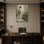 Ivory & Sage Zen Garden Geisha Art Canvas Print displayed in a contemporary gallery-inspired room