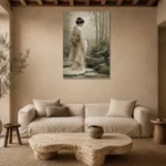 Ivory & Sage Zen Garden Geisha Art Canvas Print presented in a sophisticated home setting