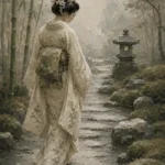 Sage & Ivory Misty Zen Garden Geisha Art Canvas Print