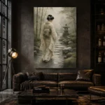 Sage & Ivory Misty Zen Garden Geisha Art Canvas Print - Image 5